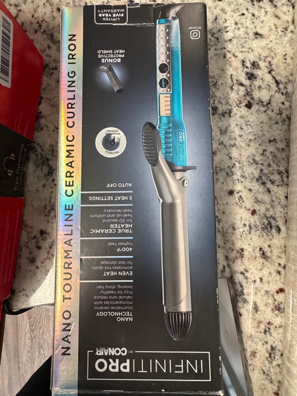 INFINITIPRO by Nano Tourmaline Curling Iron - Teal and Silver